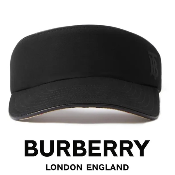 Burberry Heritage Monogram Motif Iconic Check Pattern Black Visor Hat*NWT - Picture 6 of 10